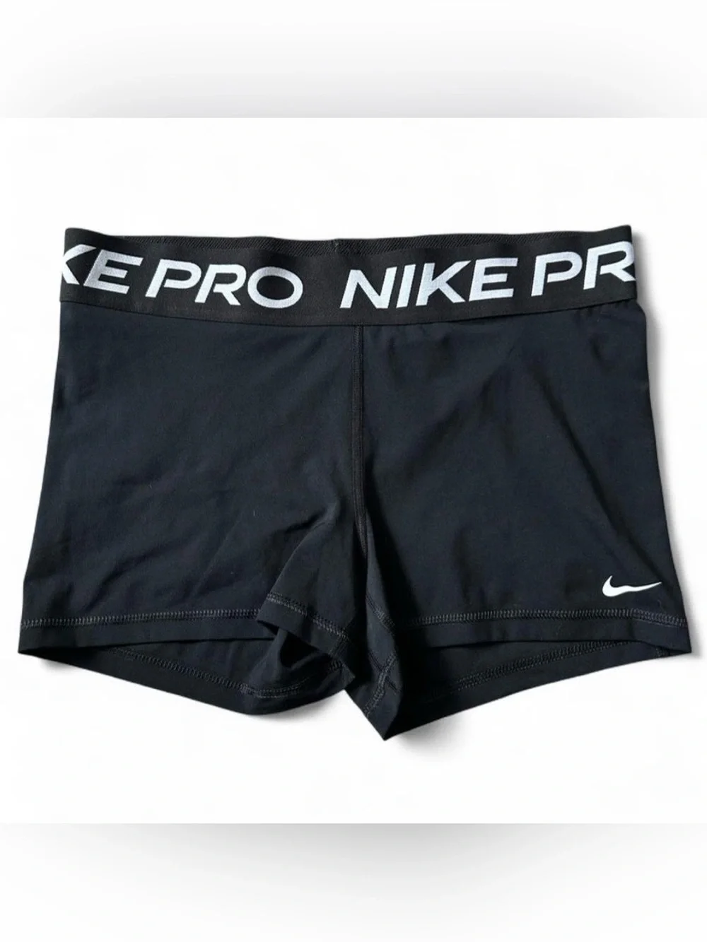 Nike Pro Women's Black Athletic Shorts with Branded Waistband